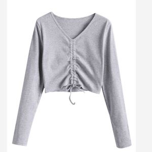 Zaful cinched V neck crop knitwear
